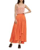 Maje Crinkled Satin Maxi Skirt