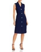 T Tahari Sleeveless Button Front Scuba Crepe Dress