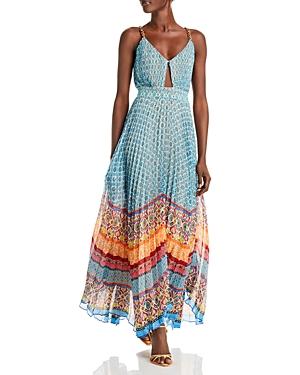 Alice And Olivia Gloria Chain Strap Printed Maxi Dress