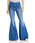 Free People Just Float On Flare Jeans In Jericho Blue
