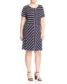 Calvin Klein Plus Short Sleeve Stripe Dress