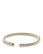 David Yurman Precious Cable Pave Cablespira Bracelet With Rubies In Gold