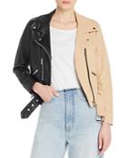 Veda Color-blocked Leather & Denim Moto Jacket - 100% Exclusive