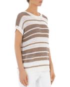 Peserico Striped Knit Short-sleeve Sweater