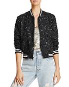 Alice And Olivia X The Beatles Lonnie Embellished Silk Bomber Jacket