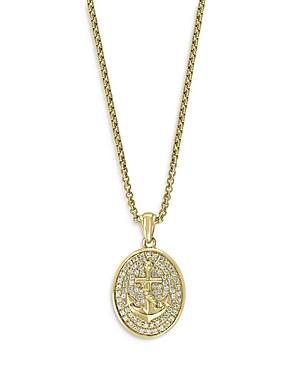 Bloomingdale's Men's Diamond Anchor Medallion Pendant Necklace In 14k Yellow Gold, 0.60 Ct. T.w. - 100% Exclusive