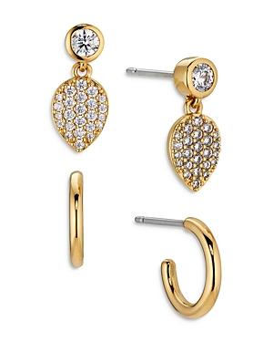 Nadri Coco Cubic Zirconia Drop & Hoop Earrings In Gold-tone, Set Of 2