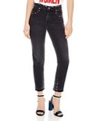 Sandro Polygone Frayed Hem Grommeted Jeans