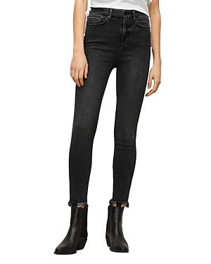 Allsaints Kenzie Ultra High Skinny Jeans In Washed Black