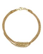14k Yellow Gold Three Strand Bracelet With Beads