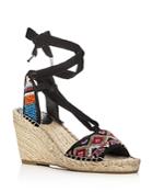 Ash Paola Beaded Ankle Tie Espadrille Wedge Sandals