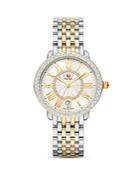 Michele Serein Mid Two-tone Stainless Steel Diamond Watch, 34mm X 36mm