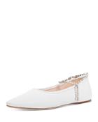 Miu Miu Women's Crystal Ankle Strap Pointed Toe Flats