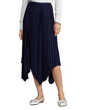 Polo Ralph Lauren Pleated Handkerchief Hem Midi Skirt