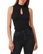 1.state Ribbed Mock Neck Top