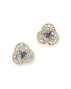 Adina Reyter 14k Yellow Gold Diamond & Blue Sapphire Petals Stud Earrings