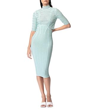 Herve Leger Shadow Stripe High Waist Pencil Skirt