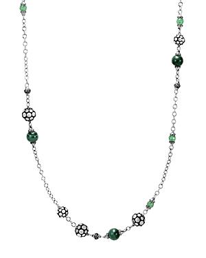 John Hardy Sterling Silver Dot Station Necklace With Tsavorite, Malachite And Green Onyx, 36