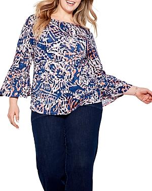 Nic+zoe Plus Botanical Batik Print Top