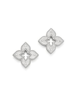 Roberto Coin 18k White Gold Venetian Princess Diamond Stud Earrings