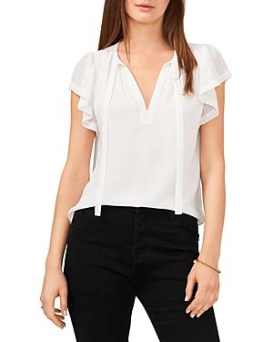 1.state Flutter Sleeve Tie Neck Top