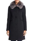 Maximilian Furs X Trilogy Fox Fur Collar Wool Coat