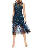 Dress The Population Robyn Embroidered Mesh Illusion Dress
