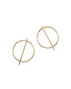 14k Yellow Gold Circle And Stick Earrings