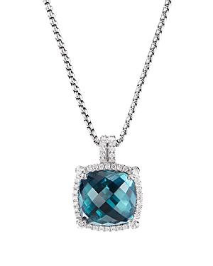 David Yurman Sterling Silver Chatelaine Pendant Necklace With Hampton Blue Topaz & Diamonds, 18