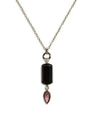 Bloomingdale's Black Onyx, Rhodolite & Diamond Pendant Necklace In 14k Yellow Gold, 17 - 100% Exclusive