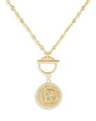 Adinas Jewels Toggle Detail Coin Pendant Necklace, 16