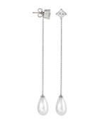 Majorica Simulated Cultured Pearl & Cubic Zirconia Drop Earrings In Sterling Silver