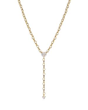 Nadri Small Fortune Heart Shape Cubic Zirconia & Link Lariat Necklace In 18k Gold Plated, 16-18
