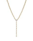 Nadri Small Fortune Heart Shape Cubic Zirconia & Link Lariat Necklace In 18k Gold Plated, 16-18
