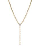 Nadri Small Fortune Heart Shape Cubic Zirconia & Link Lariat Necklace In 18k Gold Plated, 16-18