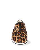 Karen Millen Leopard Print Faux Fur Slip On Flats