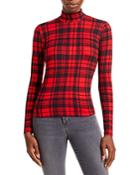 Fore Plaid Turtleneck Top