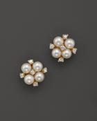 Cultured Freshwater Pearl And Diamond Earrings In 18k Yellow Gold, 4mm - 100% Exclusive