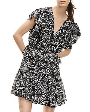 The Kooples Zebra Print Ruffled Mini Dress