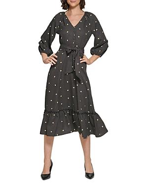 Karl Lagerfeld Paris Dot Print Midi Dress