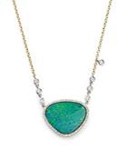 Meira T 14k Yellow Gold And Opal Necklace With Diamond By The Yard Bezel Accents, 16