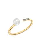 Mateo 14k Yellow Gold Cultured Freshwater Pearl & Diamond Open Ring