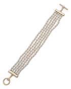 Ralph Lauren Two Tone Multi Row Beaded Toggle Bracelet