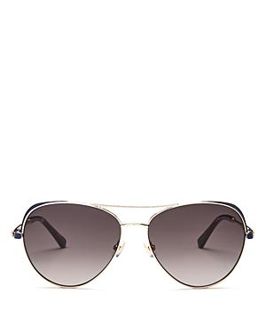 Kate Spade New York Unisex Brow Bar Aviator Sunglasses, 59mm