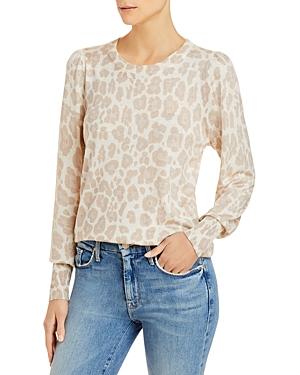 Splendid Leopard Print Puff Sleeve Sweater