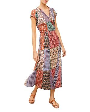 Gerard Darel Swann Patchwork Print Wrap Midi Dress