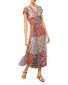 Gerard Darel Swann Patchwork Print Wrap Midi Dress