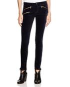 Rag & Bone/jean Mid Rise Legging Jeans With Zips In Navy Velvet