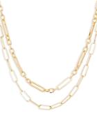 Aqua Layered Chain Necklace, 15-18