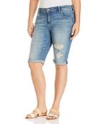 Lucky Brand Plus Ginger Distressed Denim Bermuda Shorts In Indian Hills